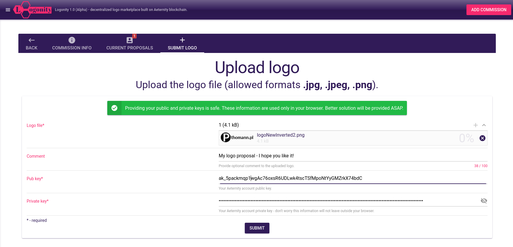 Logonity - Upload Logo View